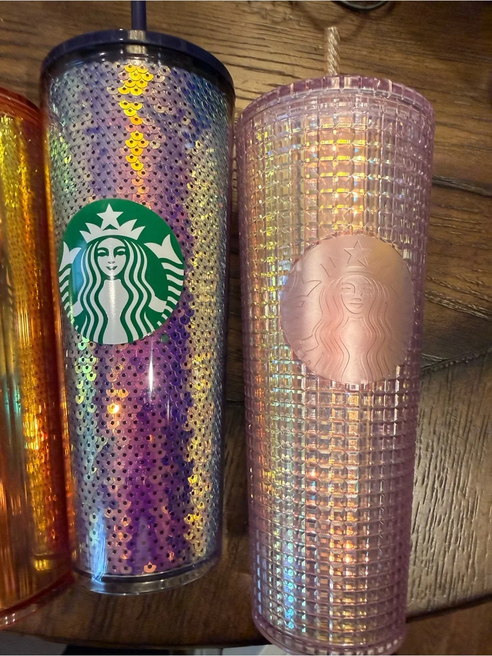 Starbucks Iridescent Pink, Orange, Purple & Gold Cold Tumbler Set